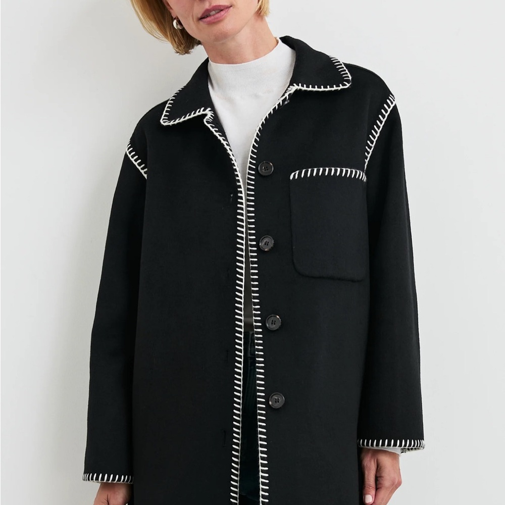 Rails Odyssey Jacket: Black with White Embroidery